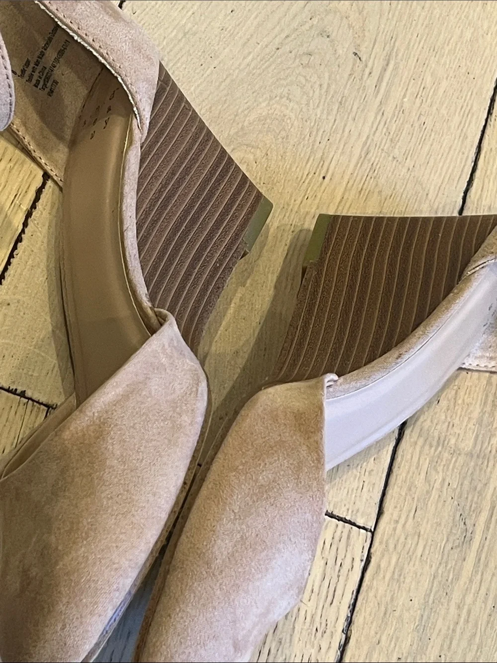 a new day Blush Suede Ankle-Strap Wedge Pumps